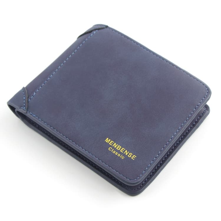 Menbense Matte Short Large Capacity Fashion Casual Adapter Male Wallet(Navy Blue) - Immagine 1
