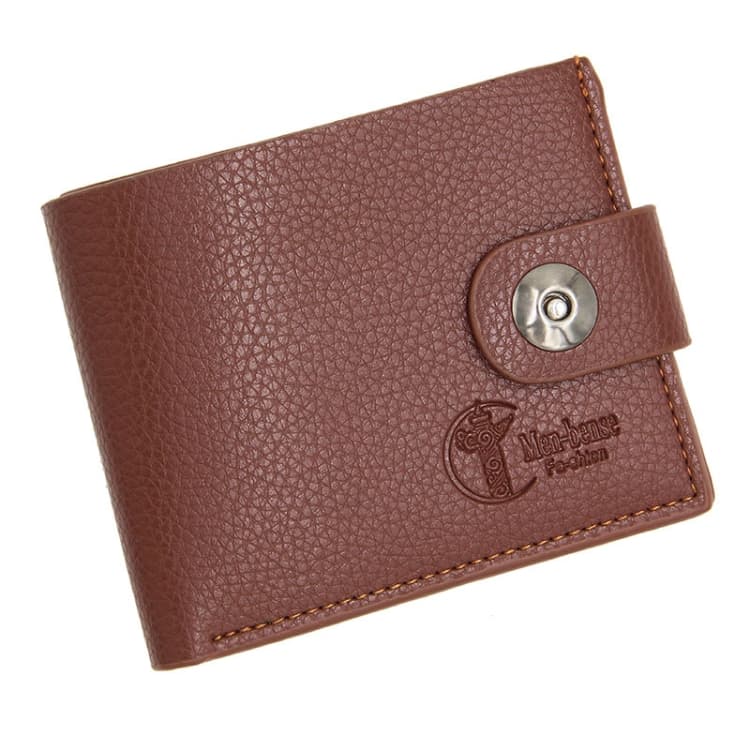 MenBense Men Short Magnetic Clasp Wallet Multi-Card Coin Purse(Light Coffee) - Immagine 1