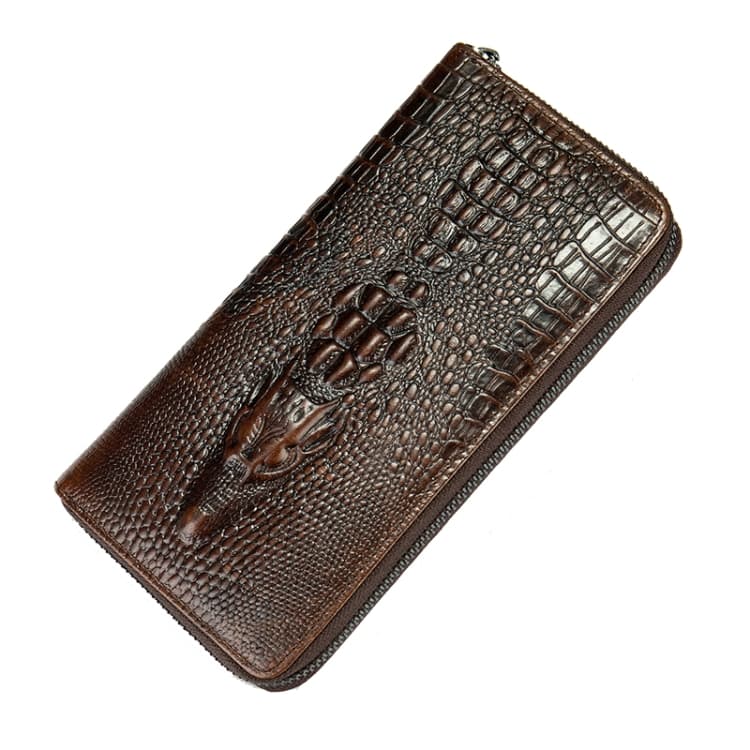 Mens Long Business Wallet Crocodile Pattern Multi Cards Clutch Bag(Coffee) - Immagine 1