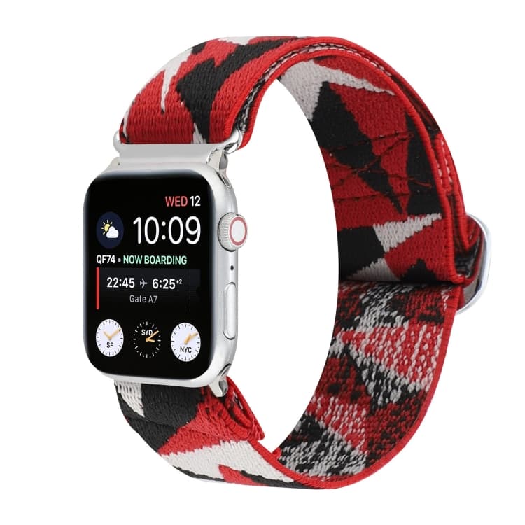 Cinturino in nylon elastico con fibbia giapponese in metallo per Apple Watch Series 7 41mm / 6 & SE & 5 & 4 40mm / 3 & 2 & 1 38mm(10) - Immagine 1