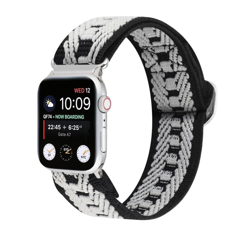 Cinturino in nylon elastico con fibbia giapponese in metallo per Apple Watch Series 7 41mm / 6 & SE & 5 & 4 40mm / 3 & 2 & 1 38mm(21) - Immagine 1