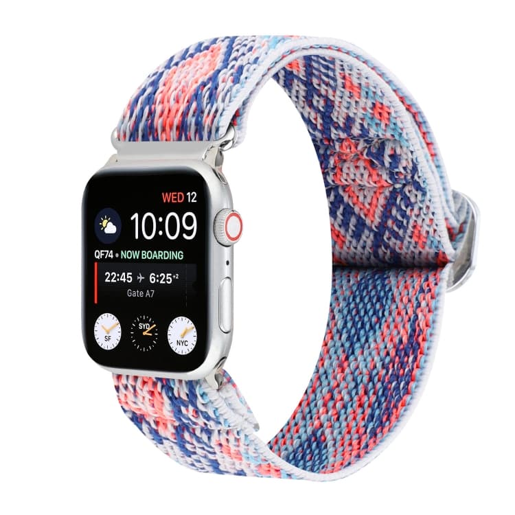 Cinturino in nylon elastico con fibbia giapponese in metallo per Apple Watch Series 7 41mm / 6 & SE & 5 & 4 40mm / 3 & 2 & 1 38mm(7) - Immagine 1