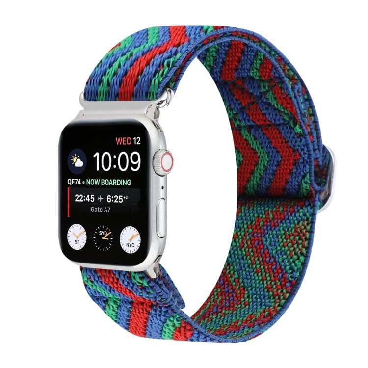 Cinturino in nylon elastico con fibbia giapponese in metallo per Apple Watch Series 7 45mm / 6 & SE & 5 & 4 44mm / 3 & 2 & 1 42mm(18) - Immagine 1