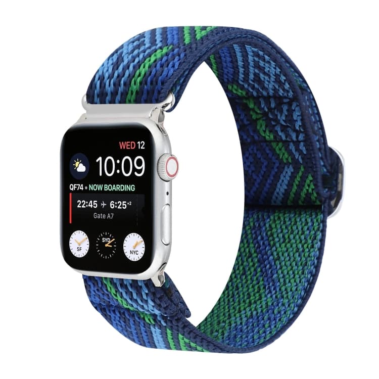 Cinturino per orologio in nylon elastico con fibbia giapponese in metallo per Apple Watch Series 7 45mm / 6 & SE & 5 & 4 44mm / 3 & 2 & 1 42mm(19) - Immagine 1
