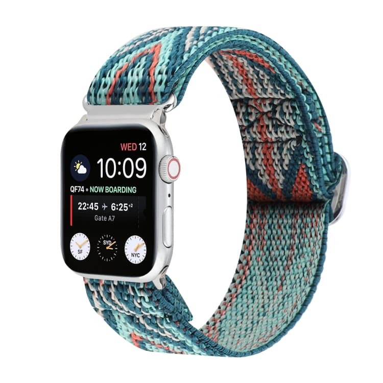Cinturino in nylon elastico con fibbia giapponese in metallo per Apple Watch Ultra 49mm e Watch Ultra 2 49mm / Series 9&8&7 45mm / SE 3&SE 2&6&SE&5&4 44mm / 3&2&1 42mm(17) - Immagine 1