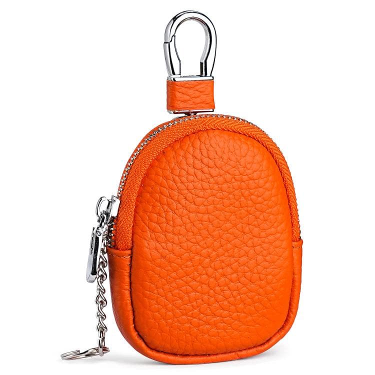 Mini Genuine Leather Earphone Data Cable Coin Bag(Orange) - Immagine 1