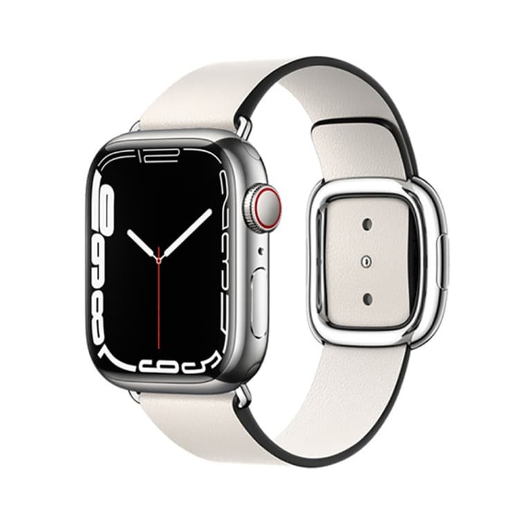 Cinturino per orologio in pelle stile moderno per Apple Watch 49mm / 46mm / 45mm / 44mm / 42mm (Beige) - Immagine 1