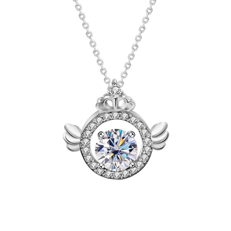 Collana con ciondolo a corona in argento 925 con diamante Moissanite (1 carato oro bianco) - Immagine 1