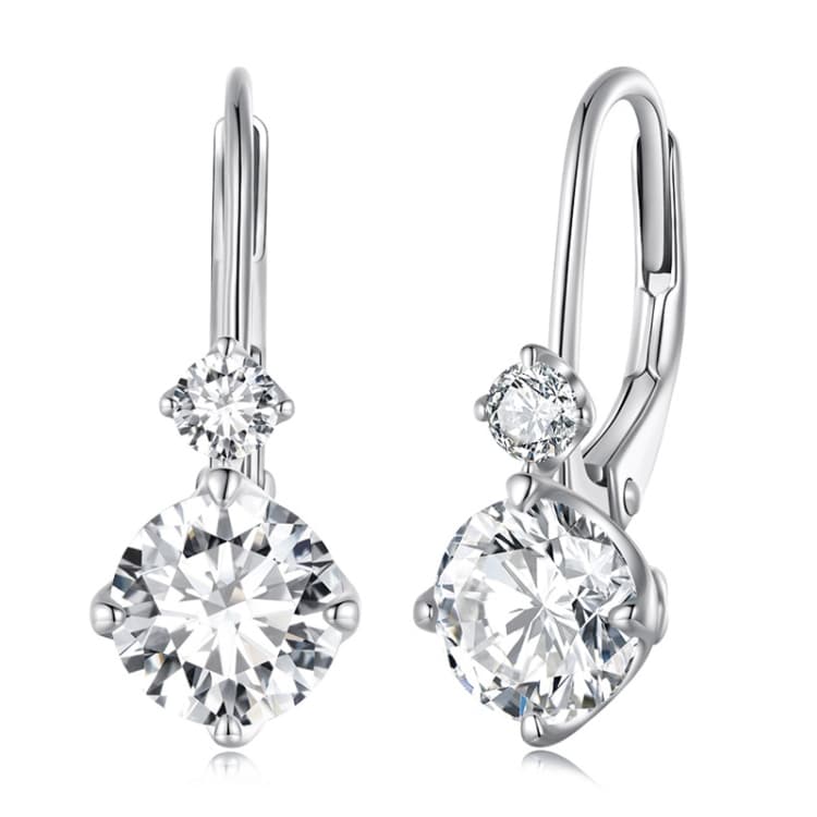 MSE031 Orecchini in Moissanite Argento Sterling 925 Placcato Oro Bianco Zirconio Stile Lusso Leggero - Immagine 1
