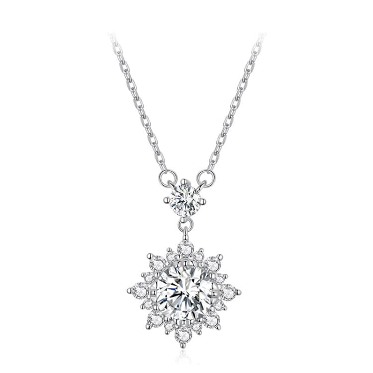 Collana in argento sterling S925 placcato platino con zirconi, semplice e lussuosa - Immagine 1