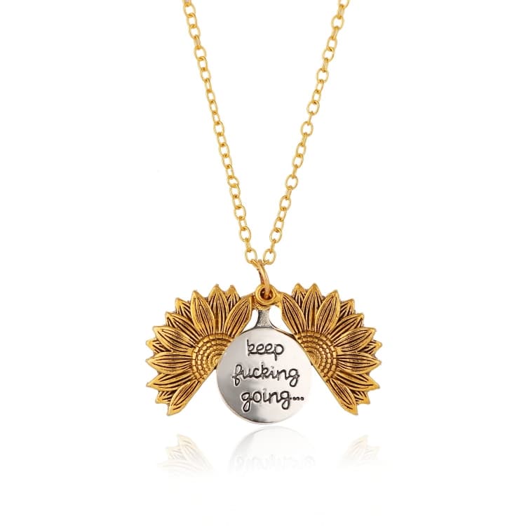N2003-22 Collana antica in oro Lega Forma di girasoli Apribile Incisione su doppio lato Accessori Ciondolo - Immagine 1