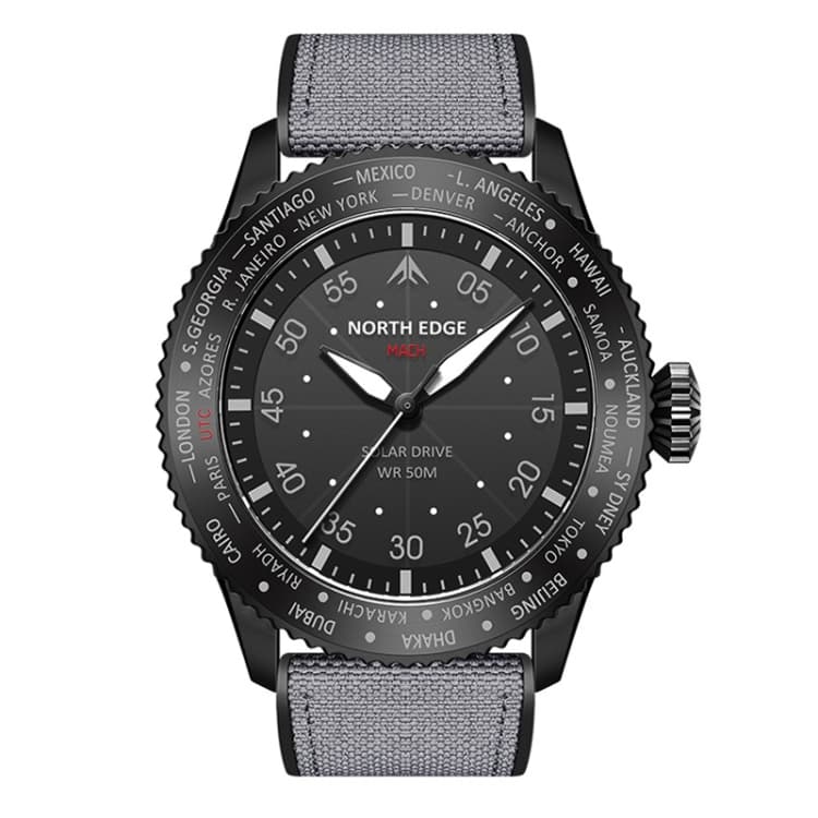 NORTH EDGE Men Light-powered Waterproof Sports Luminous Quartz Watch(Silver) - Immagine 1