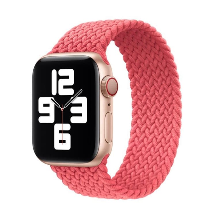 Cinturino per orologio intrecciato in nylon a giro singolo per Apple Watch Series 7 41mm / 6 & SE & 5 & 4 40mm / 3 & 2 & 1 38mm, Lunghezza:L 155mm (Rosa) - Immagine 1