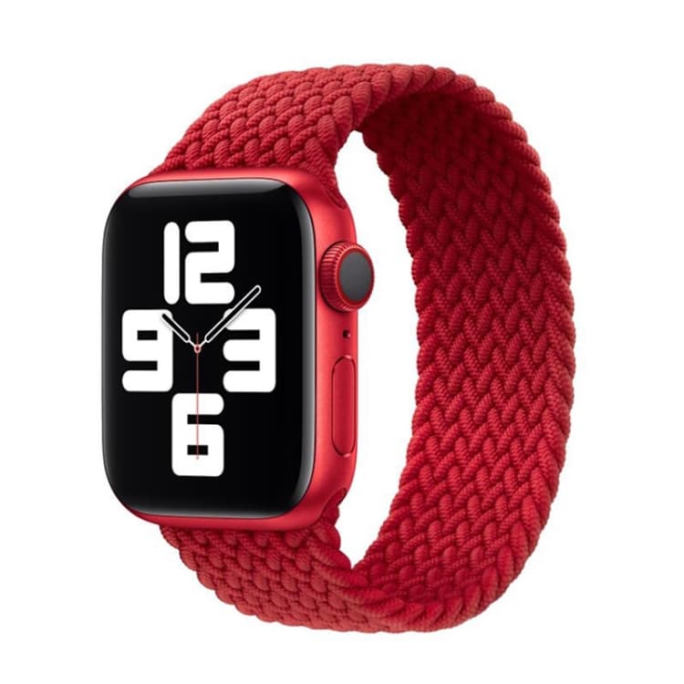 Cinturino per orologio in nylon a treccia singola per Apple Watch Serie 7 41mm / 6 & SE & 5 & 4 40mm / 3 & 2 & 1 38mm, Lunghezza:L 155mm (Rosso) - Immagine 1