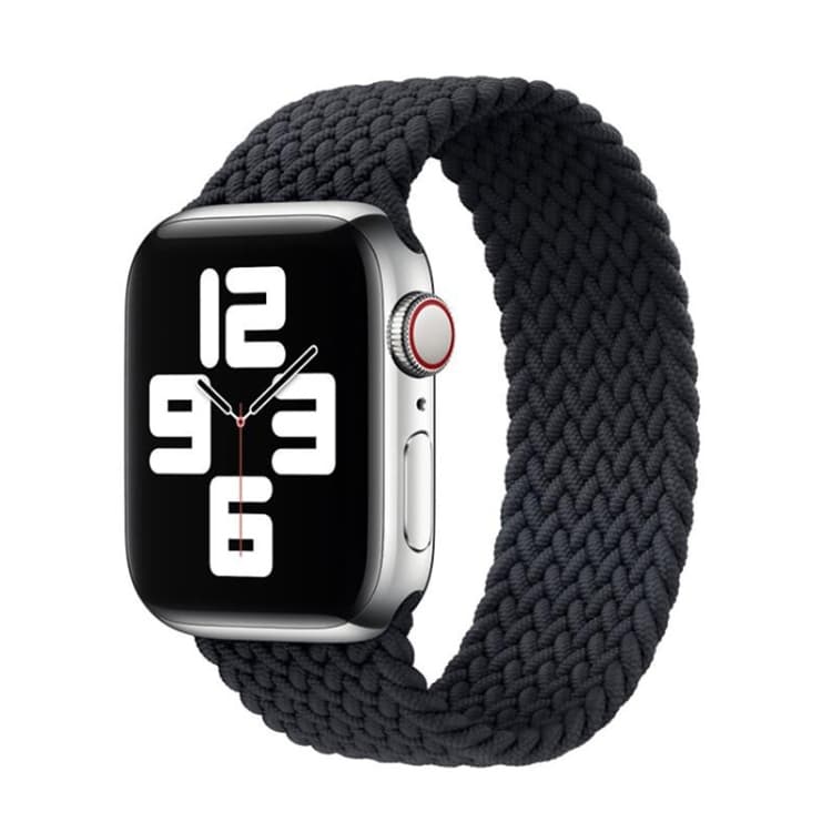 Cinturino per orologio intrecciato in nylon a giro singolo per Apple Watch Series 9&8&7 41mm / SE 3&SE 2&6&SE&5&4 40mm / 3&2&1 38mm (Nero) - Immagine 1