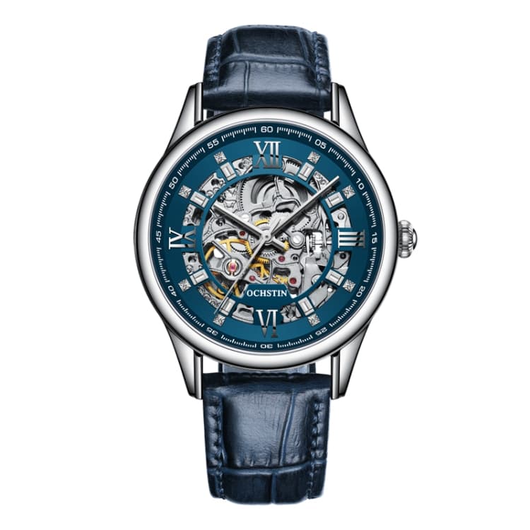 OCHSTIN 6020D Orologio Meccanico a Scheletro Uomo (Argento-Blu) - Immagine 1