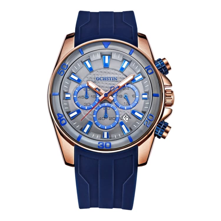 OCHSTIN 6094A Multifunctional Quartz Waterproof Luminous Men Watch(Rose Gold+Grey+Blue) - Immagine 1