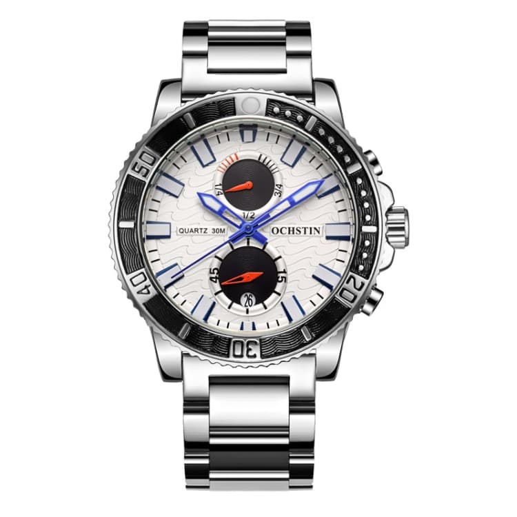 OCHSTIN 7250 Fashion Steel Strap Multifunctional Quartz Men Watch(Silver) - Immagine 1