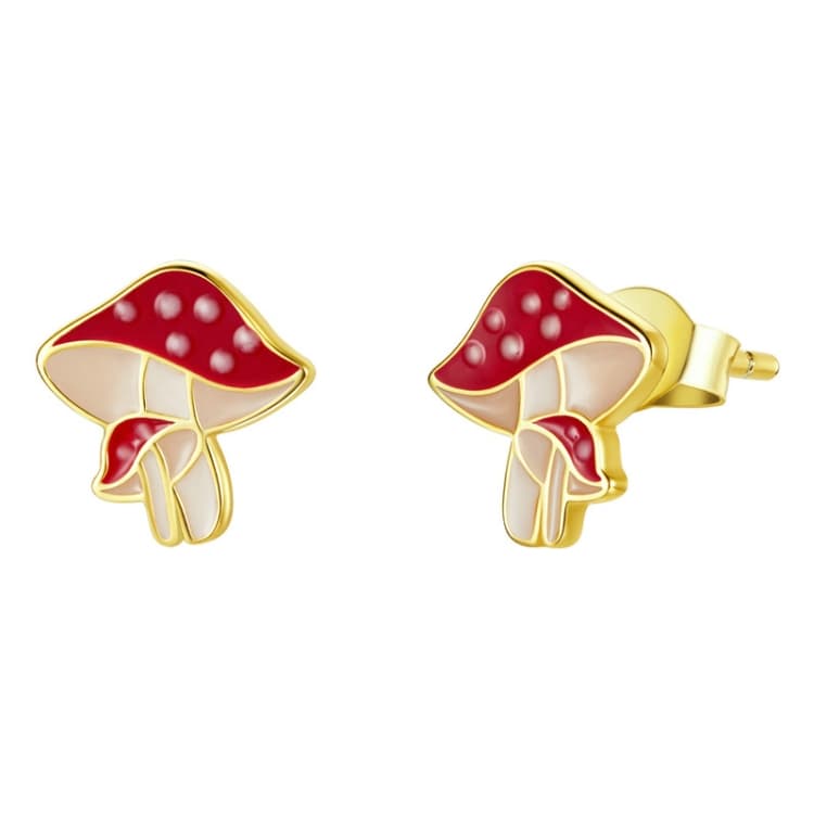 Orecchini in argento 925 placcato oro goccia d'olio, stile: SCE1245 Fungo - Immagine 1