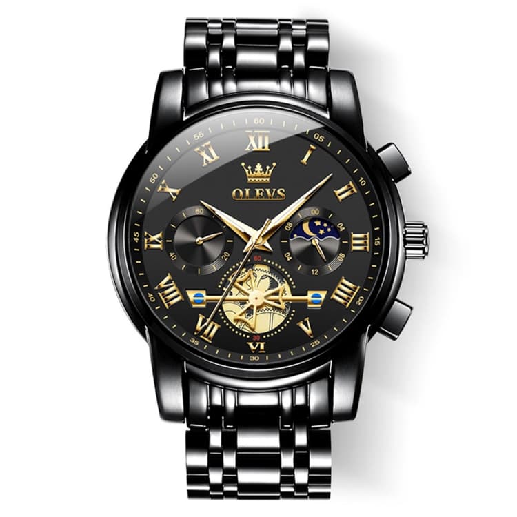 OLEVS 2859 Men Multifunctional Luminous Waterproof Quartz Watch(Black) - Immagine 1