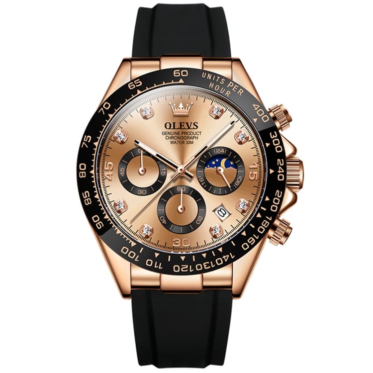 OLEVS 2875 Men Multifunctional Sports Chronograph Waterproof Quartz Watch(Rose Gold) - Immagine 1
