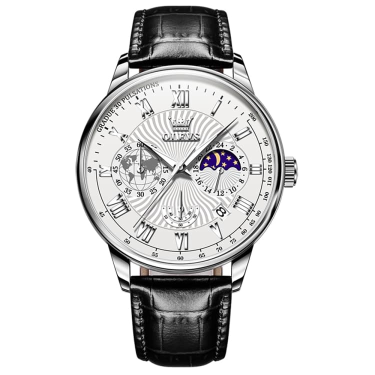 OLEVS 2893 Men Multifunctional Business Quartz Watch(Black + White) - Immagine 1