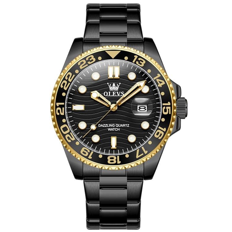 OLEVS 3610 Men Steel Strap Luminous Waterproof Quartz Watch(Black) - Immagine 1