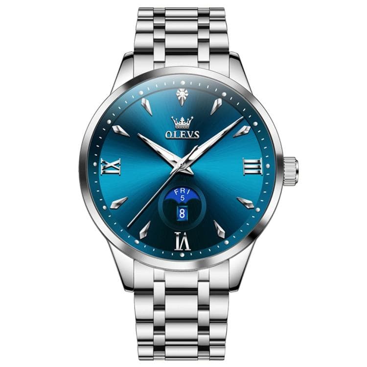 OLEVS 3646 Men Multifunctional Moon Phase Stone Waterproof Quartz Watch(Blue) - Immagine 1