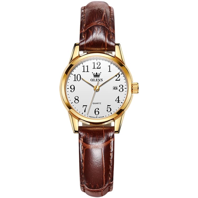 OLEVS 5566 Orologio al quarzo donna semplice con calendario singolo impermeabile (Bianco) - Immagine 1