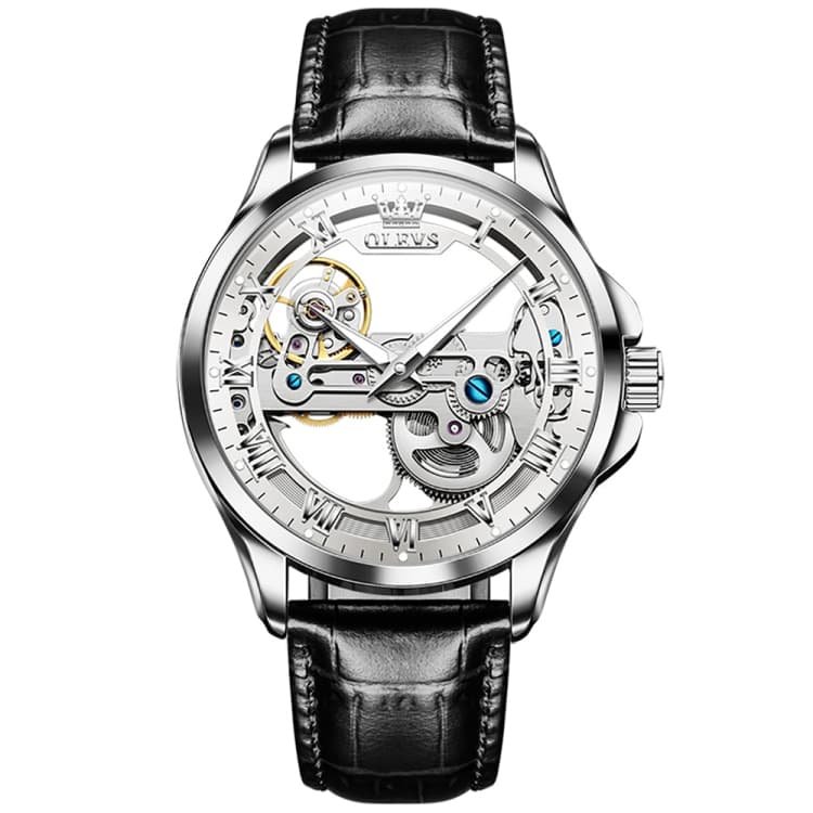 OLEVS 6661 Men Fashion Luminous Waterproof Mechanical Watch(White + Silver) - Immagine 1