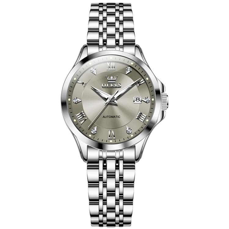 OLEVS 6702 Orologio meccanico da donna impermeabile luminoso con calendario singolo (grigio) - Immagine 1