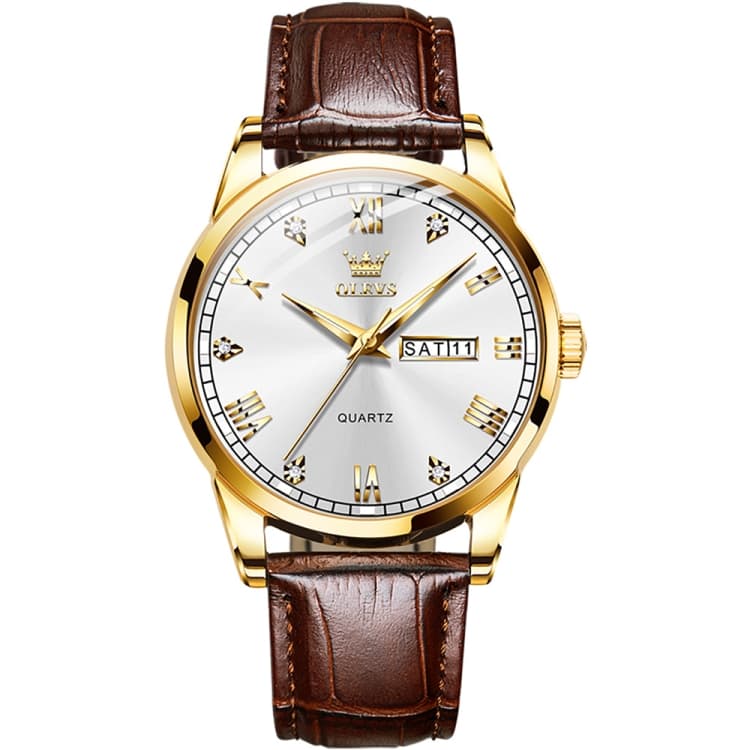 OLEVS 6896 Men Multifunctional Luminous Waterproof Quartz Watch(White) - Immagine 1