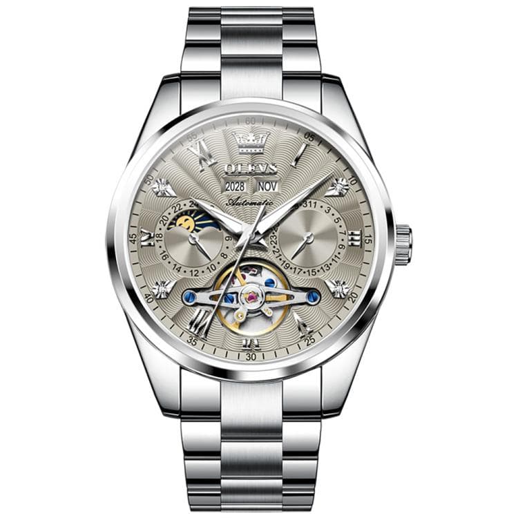 OLEVS 7028 Men Multifunctional Luminous Waterproof Mechanical Watch(Grey) - Immagine 1