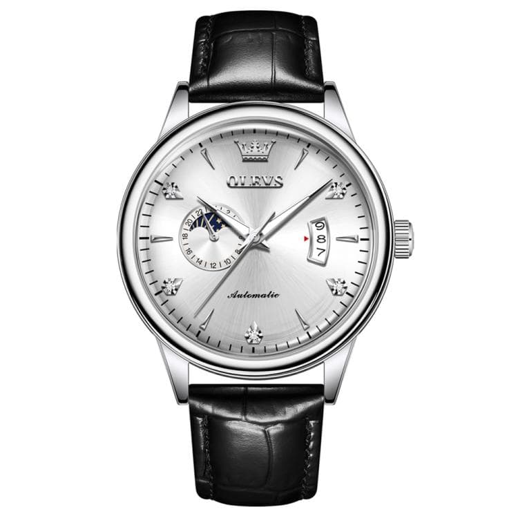 OLEVS 7040 Men Sun Moon Star Luminous Waterproof Mechanical Watch(White) - Immagine 1