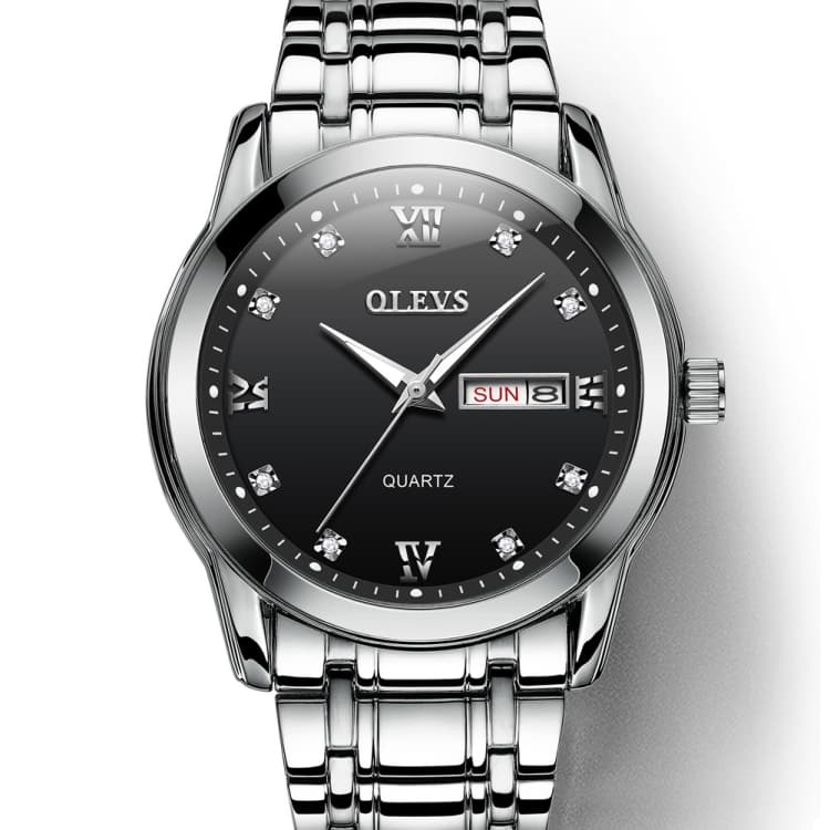 OLEVS 8691 Men Business Luminous Dual Calendar Design Waterproof Quartz Watch(Black) - Immagine 1