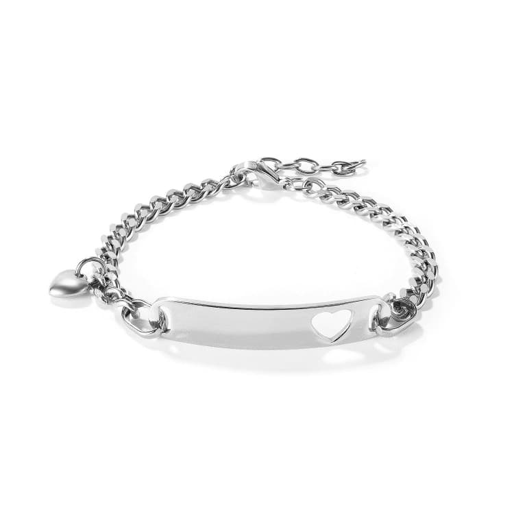 Bracciale a cuore scheletrato liscio in acciaio inossidabile OPK 1151, Colore: Acciaio - Immagine 1