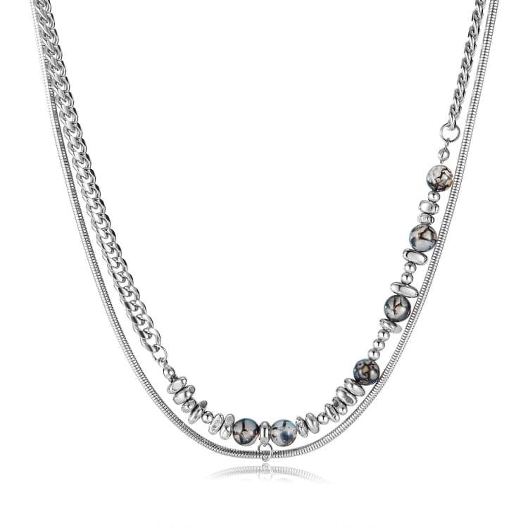 Collana a doppio strato personalizzata OPK GX2415 in acciaio inossidabile con catena a giunzione - Immagine 1