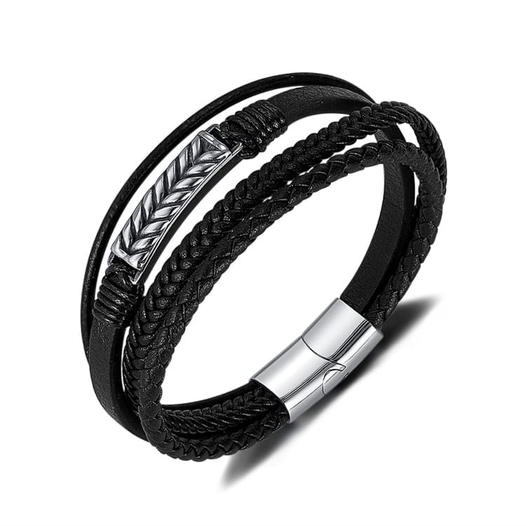 Bracciale personalizzato retrรฒ in acciaio inossidabile OPK PH1590 con fibbia magnetica intrecciata multistrato - Immagine 1