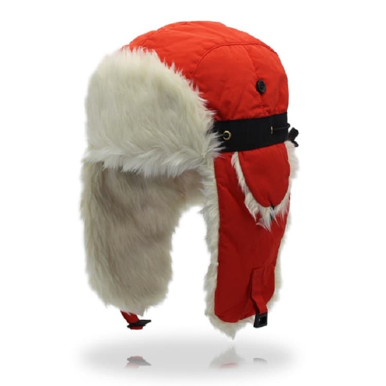 Cappello da sci invernale da esterno con pelliccia arancione e bianca, imbottito, regolabile, con protezione per le orecchie, caldo, cappello da volo - Immagine 1