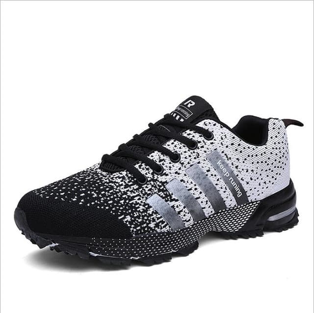 Scarpe da trekking, caccia, turismo, montagna, antiscivolo e traspiranti da esterno, sneakers casual, taglia 39 (bianco e nero) - Immagine 1