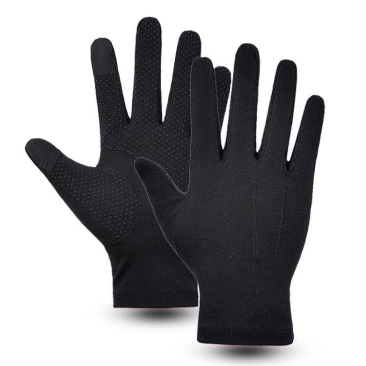 Outdoor Bicycle Riding Fishing Gloves Thin Breathable Anti-UV Sports Ice Silk Gloves, Style: Men Full Finger Black