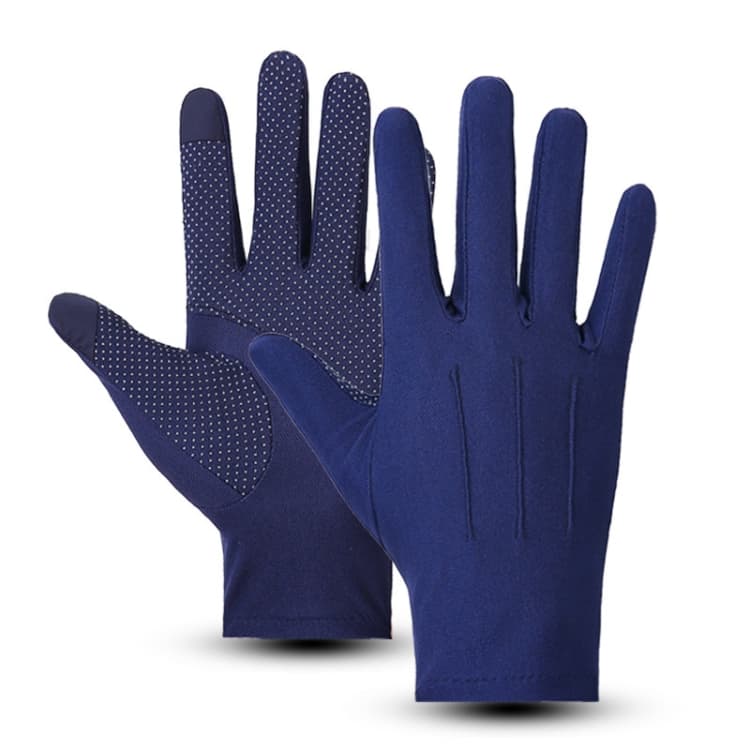 Outdoor Bicycle Riding Fishing Gloves Thin Breathable Anti-UV Sports Ice Silk Gloves, Style: Men Full Finger Navy