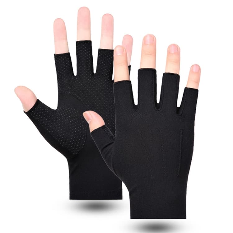 Outdoor Bicycle Riding Fishing Gloves Thin Breathable Anti-UV Sports Ice Silk Gloves, Style: Men Half Finger Black