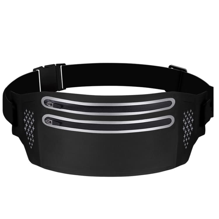 Outdoor Double Zipper Sports Waterproof Lycra Body Slim Waist Bag(Black) - Immagine 1