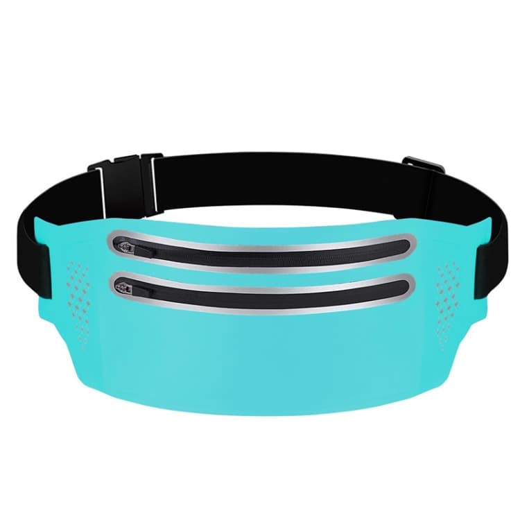 Outdoor Double Zipper Sports Waterproof Lycra Body Slim Waist Bag(Mint Blue) - Immagine 1
