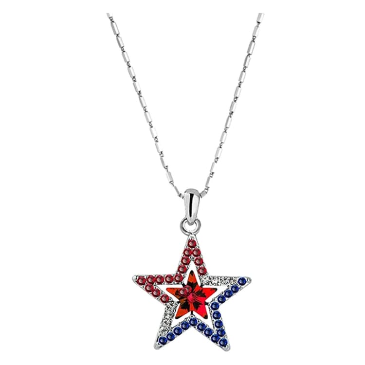 Ciondolo a stella con zirconi, regalo commemorativo per le feste, stile: collana con diamante rosso - Immagine 1