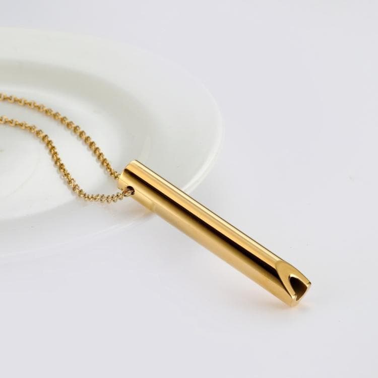 Collana personalizzata 3D decompressione respiratore in acciaio inossidabile regolabile con fischietto (Oro classico) - Immagine 1
