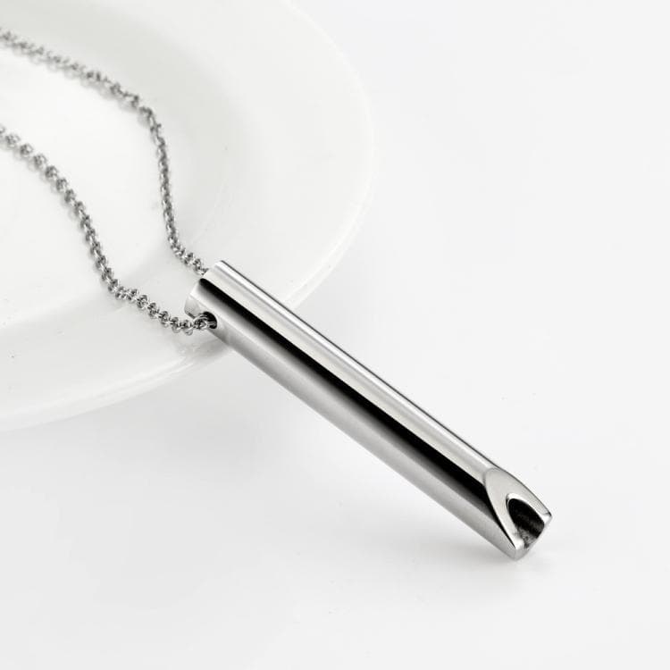 Collana fischietto regolabile in acciaio inossidabile per decompressione 3D personalizzata (colore acciaio classico) - Immagine 1
