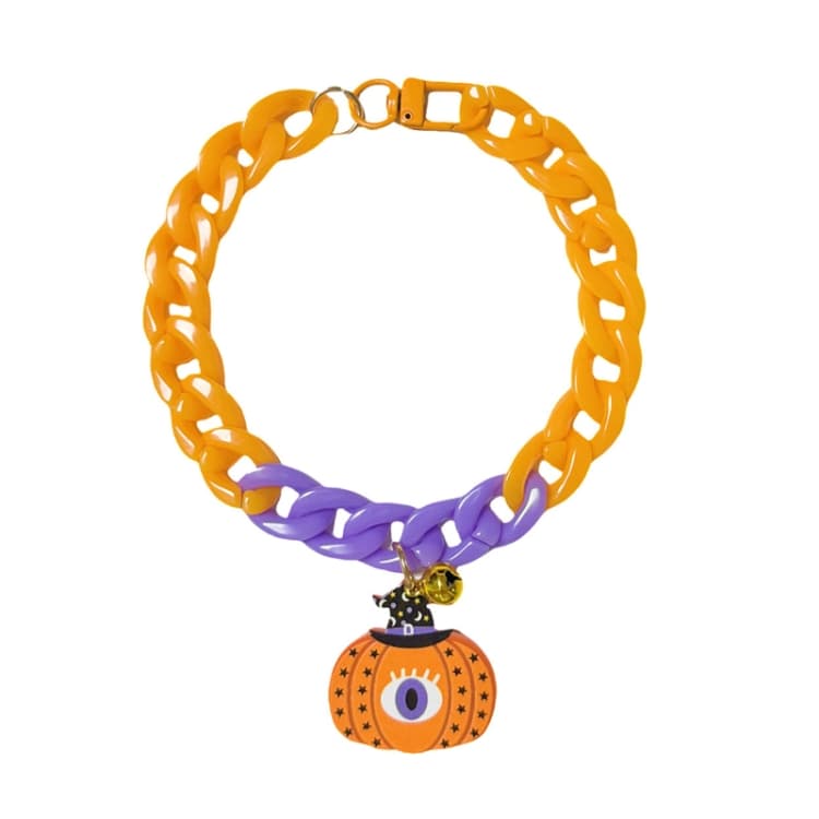 Collana per animali domestici di Halloween con ciondolo a cartone animato, collana per cani e gatti, catena decorativa regolabile per le feste, Stile: Zucca 1 (S-20cm)
