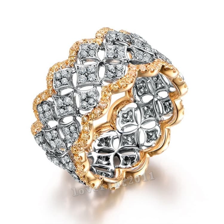 Anello da donna in oro diamante placcato colore micro set lusso taglia 10 - Immagine 1